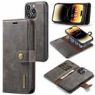 For iPhone 15 Pro DG.MING Crazy Horse Texture Detachable Magnetic Leather Phone Case(Grey) - 1