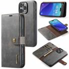 For iPhone 16 Pro DG.MING Crazy Horse Texture Detachable Magnetic Leather Phone Case(Grey) - 1