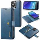 For iPhone 16 Pro DG.MING Crazy Horse Texture Detachable Magnetic Leather Phone Case(Blue) - 1