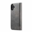 For iPhone 16 Plus DG.MING Crazy Horse Texture Detachable Magnetic Leather Phone Case(Grey) - 3