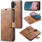 For iPhone 16 Plus DG.MING Crazy Horse Texture Detachable Magnetic Leather Phone Case(Brown) - 1