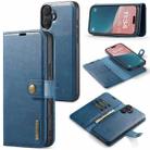 For iPhone 16 DG.MING Crazy Horse Texture Detachable Magnetic Leather Phone Case(Blue) - 1