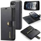 For iPhone 16e DG.MING Crazy Horse Texture Detachable Magnetic Leather Phone Case(Black) - 1