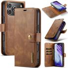 For iPhone 17 Pro DG.MING Crazy Horse Texture Detachable Magnetic Leather Phone Case(Brown) - 1
