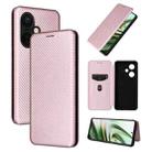 For OnePlus Nord CE 3 Carbon Fiber Texture Flip Leather Phone Case(Pink) - 1