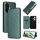 For OnePlus Nord CE 3 Carbon Fiber Texture Flip Leather Phone Case(Green) - 1