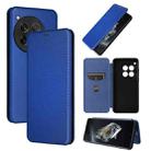 For OnePlus 12 Carbon Fiber Texture Flip Leather Phone Case(Blue) - 1