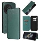 For OnePlus 12 Carbon Fiber Texture Flip Leather Phone Case(Green) - 1