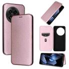 For OnePlus 13 Carbon Fiber Texture Flip Leather Phone Case(Pink) - 1