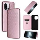 For OnePlus 13T Carbon Fiber Texture Flip Leather Phone Case(Pink) - 1