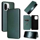For OnePlus 13T Carbon Fiber Texture Flip Leather Phone Case(Green) - 1