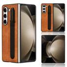 For Samsung Galaxy Z Fold5 Vintage Texture Phone Case with Pen Slot(Brown) - 1