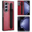 For Samsung Galaxy Z Fold6 Vintage Texture Phone Case with Pen Slot(Red) - 1