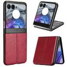 For Motorola Razr 50 Cow Pattern Sewing Back Cover Phone Case(Red) - 1