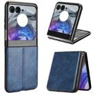 For Motorola Razr 50 Cow Pattern Sewing Back Cover Phone Case(Blue) - 1