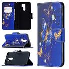 For Xiaomi Redmi 9 Colored Drawing Pattern Horizontal Flip Leather Case with Holder & Card Slots & Wallet(Purple Butterfly) - 1