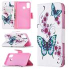 For Huawei Honor 9X Lite Colored Drawing Pattern Horizontal Flip Leather Case with Holder & Card Slots & Wallet(Peach Blossom and Butterfly) - 1