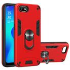 For OPPO A1k & Realme C2 2 in 1 Armour Series PC + TPU Protective Case with Ring Holder(Red) - 1
