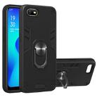 For OPPO A1k & Realme C2 2 in 1 Armour Series PC + TPU Protective Case with Ring Holder(Black) - 1