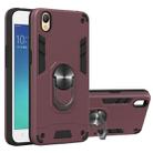 For OPPO A37 2 in 1 Armour Series PC + TPU Protective Case with Ring Holder(Wine Red) - 1