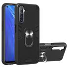 For OPPO Realme 6 2 in 1 Armour Series PC + TPU Protective Case with Ring Holder(Black) - 1