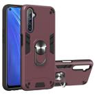 For OPPO Realme 6 2 in 1 Armour Series PC + TPU Protective Case with Ring Holder(Wine Red) - 1