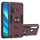 For OPPO Realme 5 Pro 2 in 1 Armour Series PC + TPU Protective Case with Ring Holder(Wine Red) - 1