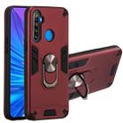 For OPPO Realme 5 2 in 1 Armour Series PC + TPU Protective Case with Ring Holder(Wine Red) - 1
