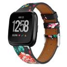 For Fitbit Versa 2 / Fitbit Versa / Fitbit Versa Lite Leather Watch Band with Round Tail Buckle(Black Safflower) - 1