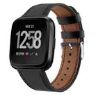 For Fitbit Versa 2 / Fitbit Versa / Fitbit Versa Lite Leather Watch Band with Round Tail Buckle(Black) - 1