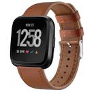 For Fitbit Versa 2 / Fitbit Versa / Fitbit Versa Lite Leather Watch Band with Round Tail Buckle(Brown) - 1