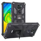 For Xiaomi Redmi Note 9 Shockproof TPU + PC Magnetic Protective Case with Holder(Black) - 1