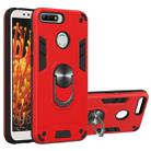 For Huawei Y6 (2018) 2 in 1 Armour Series PC + TPU Protective Case with Ring Holder(Red) - 1