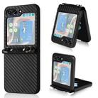 For Samsung Galaxy Z Flip5 Carbon Fiber Texture Phone Case with Lanyard(Black) - 1