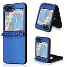 For Samsung Galaxy Z Flip5 Carbon Fiber Texture Phone Case with Lanyard(Blue) - 1