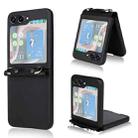 For Samsung Galaxy Z Flip5 5G PU Leather PC Phone Case with Lanyard(Black) - 1