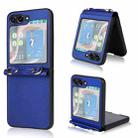 For Samsung Galaxy Z Flip5 5G PU Leather PC Phone Case with Lanyard(Blue) - 1