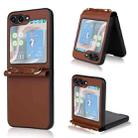 For Samsung Galaxy Z Flip5 5G PU Leather PC Phone Case with Lanyard(Brown) - 1