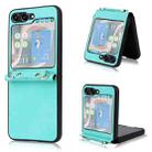 For Samsung Galaxy Z Flip5 5G Lambskin Texture Leather Phone Case with Lanyard(Mint Green) - 1