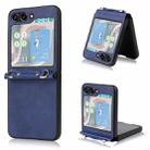 For Samsung Galaxy Z Flip5 5G Lambskin Texture Leather Phone Case with Lanyard(Blue) - 1