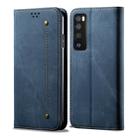 For Huawei Nova 7 Pro Denim Texture Casual Style Horizontal Flip Leather Case with Holder & Card Slots & Wallet(Blue) - 1