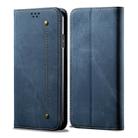 For Huawei Nova 7 SE / P40 Lite 5G Denim Texture Casual Style Horizontal Flip Leather Case with Holder & Card Slots & Wallet(Blue) - 1