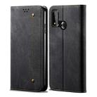 For Huawei P Smart(2020) Denim Texture Casual Style Horizontal Flip Leather Case with Holder & Card Slots & Wallet(Black) - 1