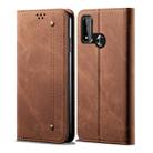 For Huawei P Smart(2020) Denim Texture Casual Style Horizontal Flip Leather Case with Holder & Card Slots & Wallet(Brown) - 1