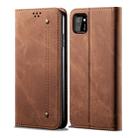 For Huawei Y5P Denim Texture Casual Style Horizontal Flip Leather Case with Holder & Card Slots & Wallet(Brown) - 1