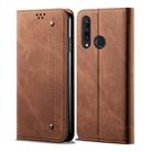 For Huawei Y6P Denim Texture Casual Style Horizontal Flip Leather Case with Holder & Card Slots & Wallet(Brown) - 1