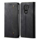 For Xiaomi Redmi Note 9 Denim Texture Casual Style Horizontal Flip Leather Case with Holder & Card Slots & Wallet(Black) - 1
