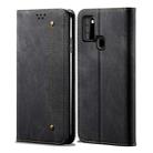 For Samsung Galaxy A21s Denim Texture Casual Style Horizontal Flip Leather Case with Holder & Card Slots & Wallet(Black) - 1