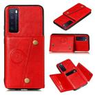 For Huawei nova 7 Pro 5G Double Buckle PU + TPU Shockproof Magnetic Protective Case with Card Slot(Red) - 1