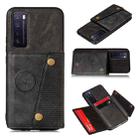 For Huawei Honor 30 Double Buckle PU + TPU Shockproof Magnetic Protective Case with Card Slot(Black) - 1